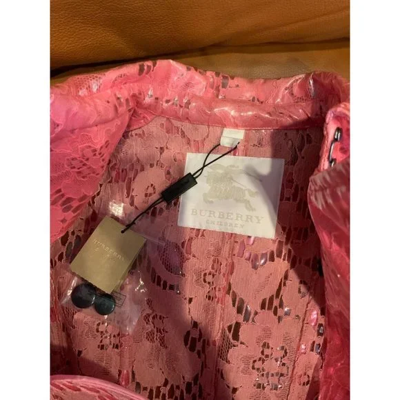 Burberry Children Pink Lace Eastheath Lace Trench Coat, Size 7Y NWT $1,595